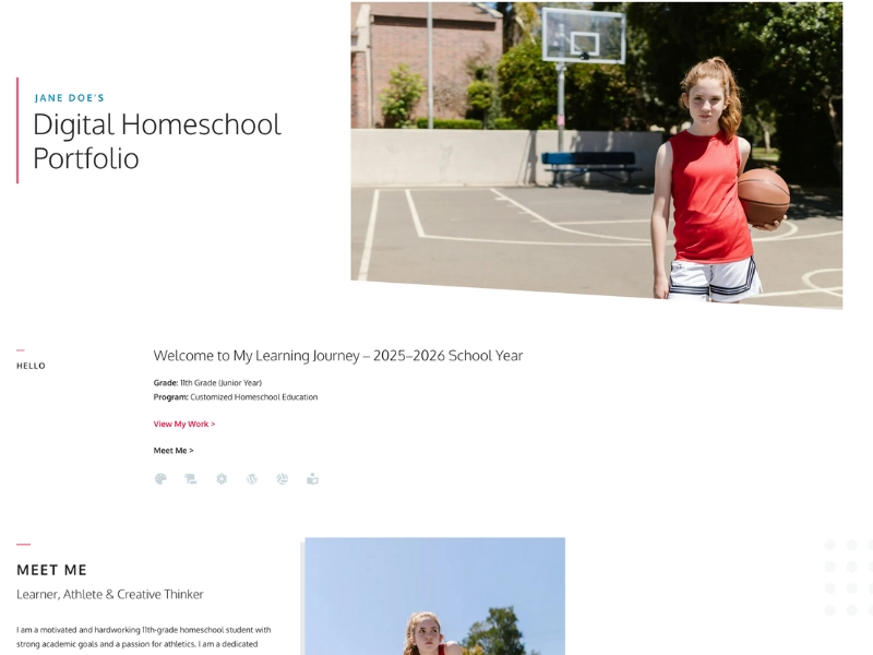 digital homeschool portfolio example for 11th grade